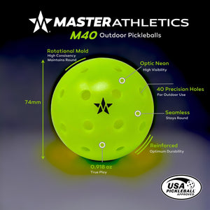 Master Athletics M40 Outdoor Pickleball Ball - Case of 100 balls